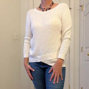 Sweater weather sale LOFT white  waffle sweater